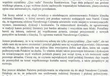 List od Prezydenta Rzeczpospolitej Polskiej