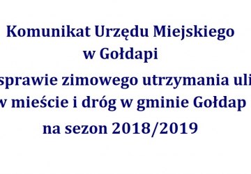 Zimowe utrzymanie dróg w gminie Gołdap sezon 2018/2019