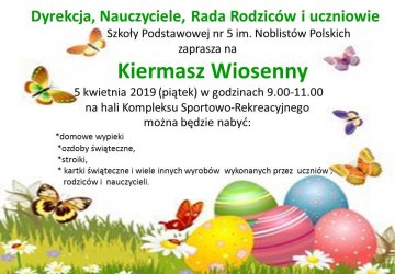 Szkoła Podstawowa nr 5 zaprasza na Kiermasz Wiosenny