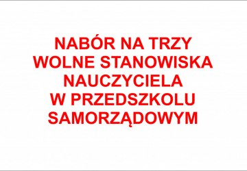 Nabór na wolne stanowiska w Przedszkolu Samorządowym