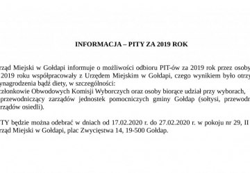 Informacja - Pity za 2019 rok