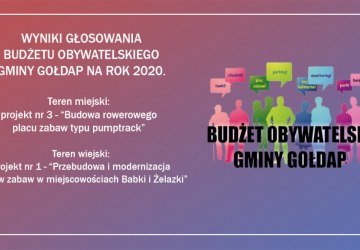 Wyniki Budżetu Obywatelskiego Gminy Gołdap na 2020 rok.