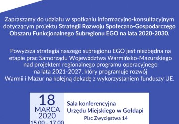 Zaproszenie na spotkanie informacyjno-konsultacyjne projektu Strategii Subregionu EGO 2020-2030