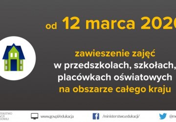 Zawieszenie zajęć dydaktyczno-wychowawczych w przedszkolach, szkołach i placówkach oświatowych