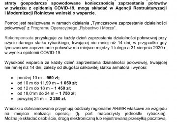 ARiMR: Tymczasowe zaprzestanie działalności połowowej: wnioski o rekompensaty od 24 lipca