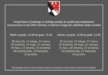 Ogłoszenie o terminach ślubów cywilnych