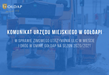 Komunikat Urzędu Miejskiego w Gołdapi w sprawie zimowego utrzymania ulic w mieście i dróg w gminie Gołdap na sezon 2020/2021