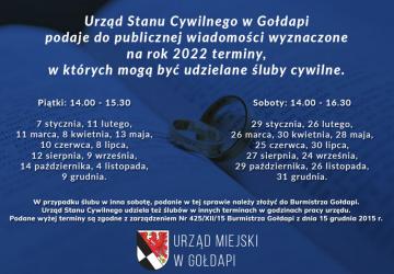 Terminy ślubów w 2022 roku