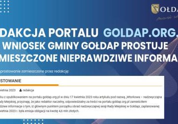 Redakcja portalu goldap.org.pl na wniosek Gminy Gołdap prostuje zamieszczone nieprawdziwe informacje