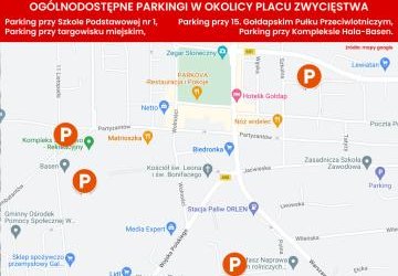 OGÓLNODOSTĘPNE PARKINGI W OKOLICY PLACU ZWYCIĘSTWA